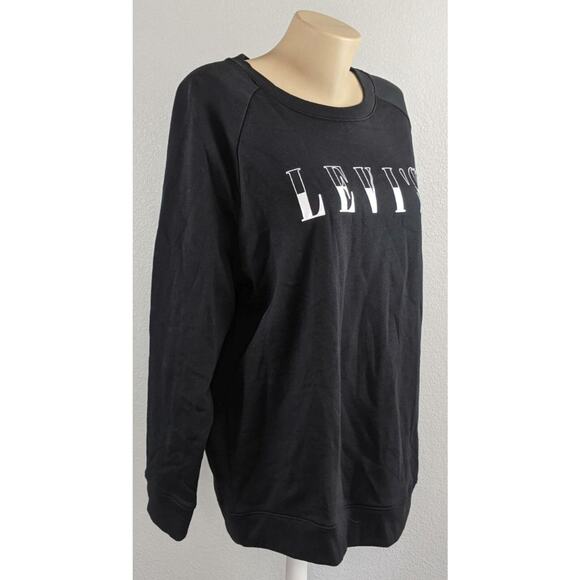 Levi's Sweatshirt Logo Black 1X Crewneck Staple Relaxed Lightweight Comfy Casual - Picture 5 of 7